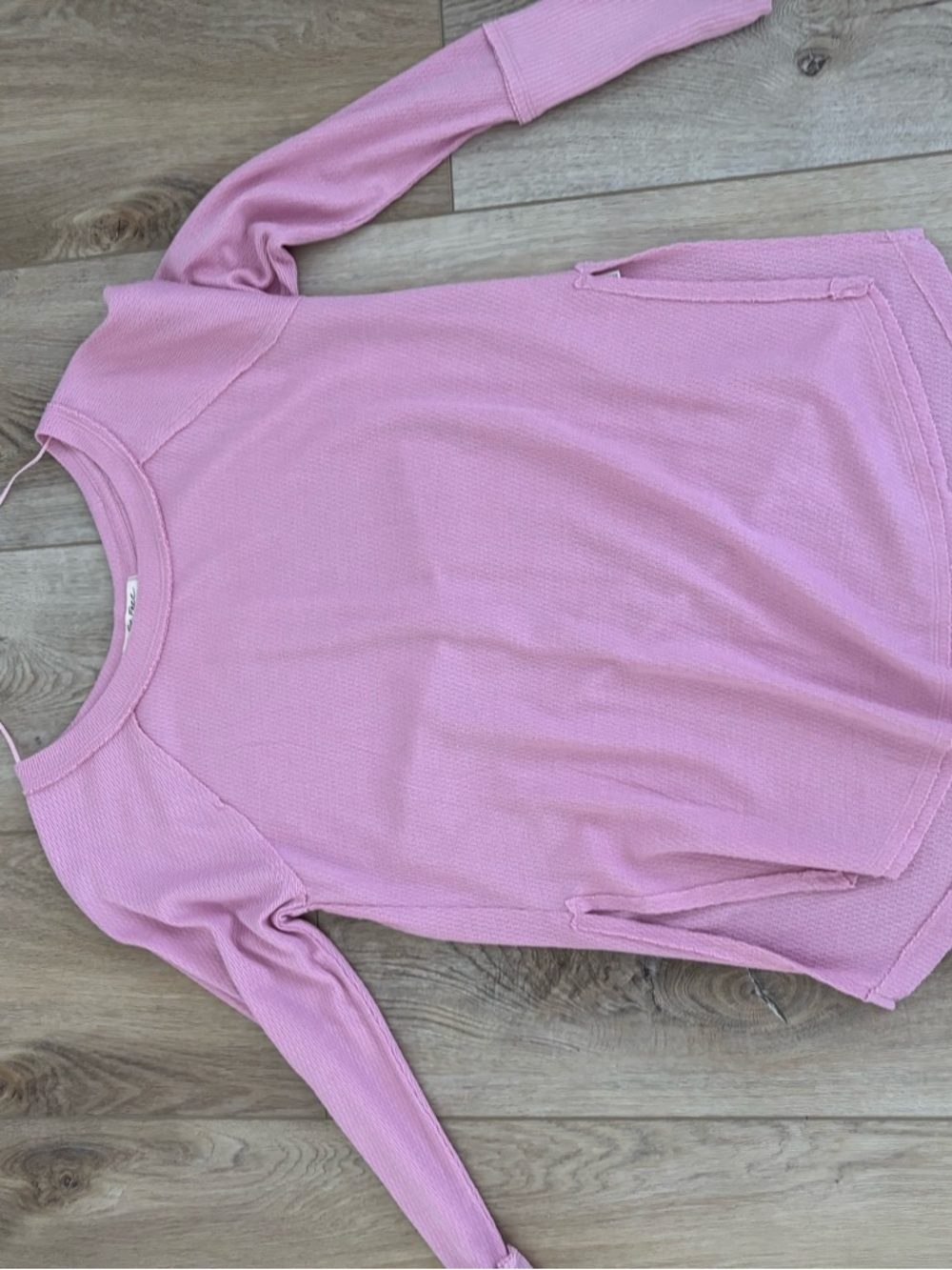 We The Free Soft Pink Waffle Long Sleeve Pullover